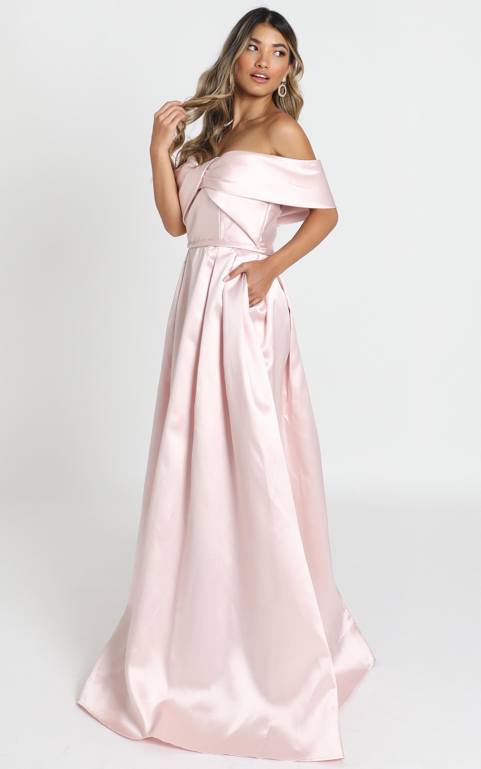 blush satin gown