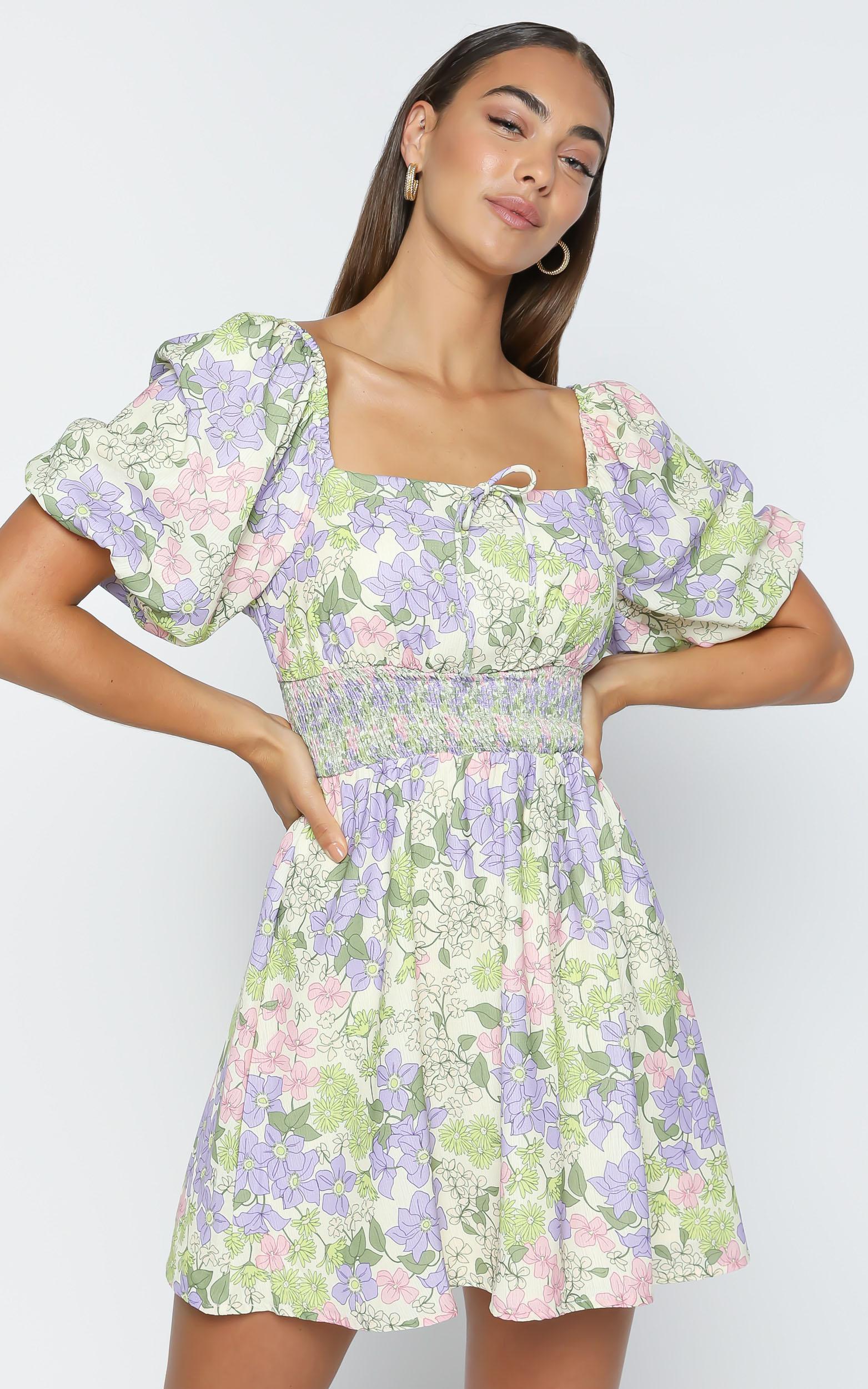 Phoebe Ruched Mini Dress in Garden Floral | Showpo USA