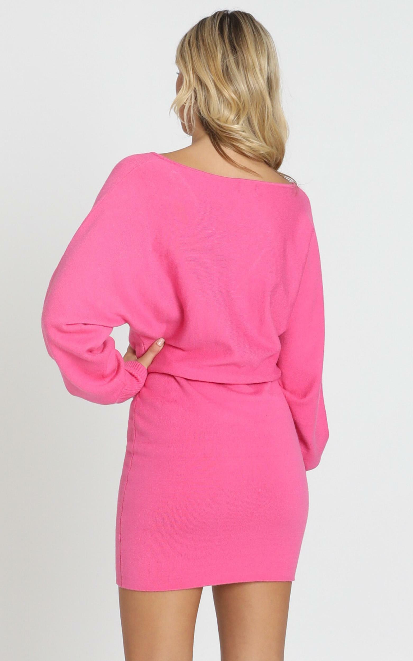 Midnight Confessions Knit Dress In Hot Pink Showpo