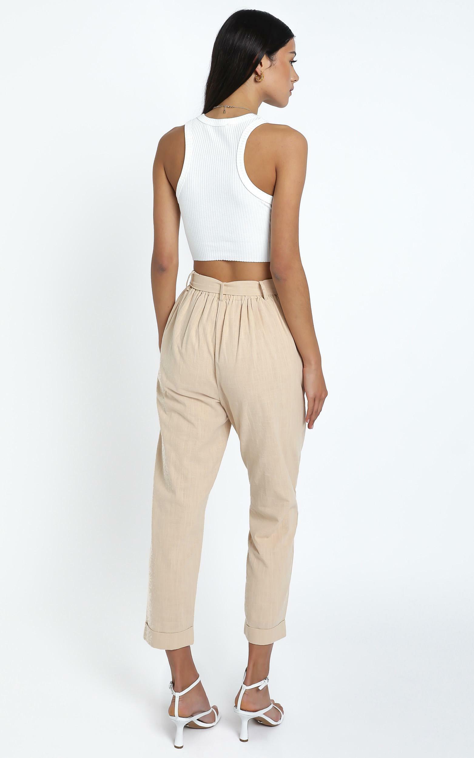 Clover Pants in Beige Linen Look | Showpo USA