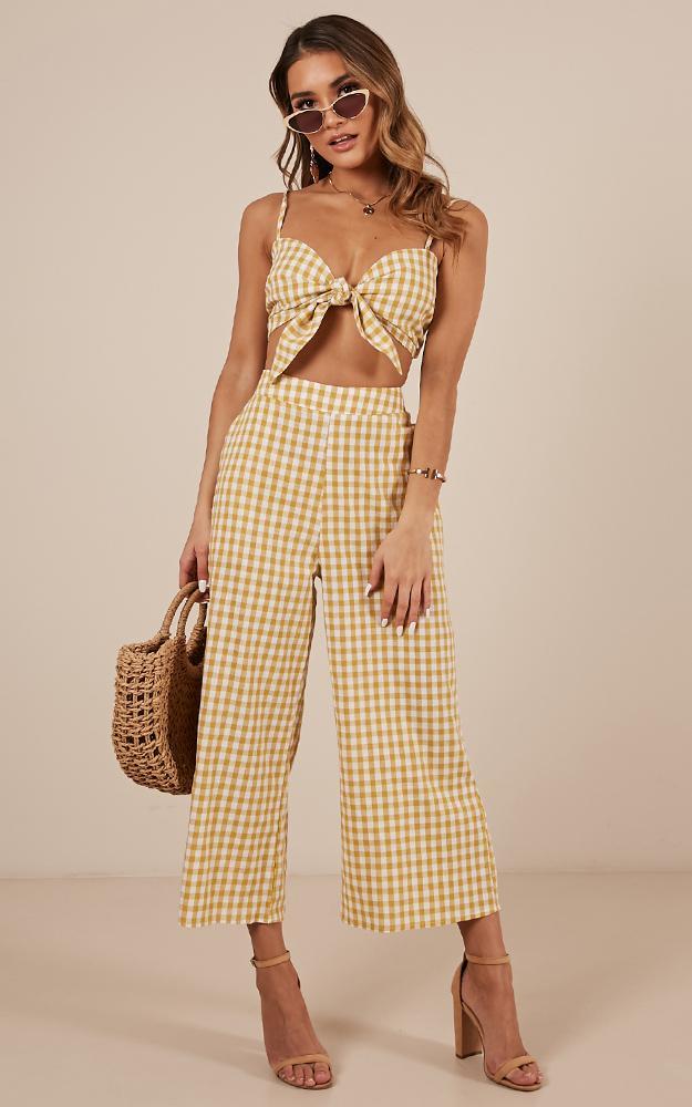 gingham two piece set pants