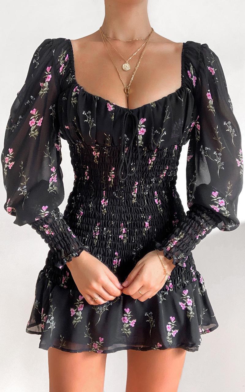 I Get The Love Dress in Black Floral | Showpo USA