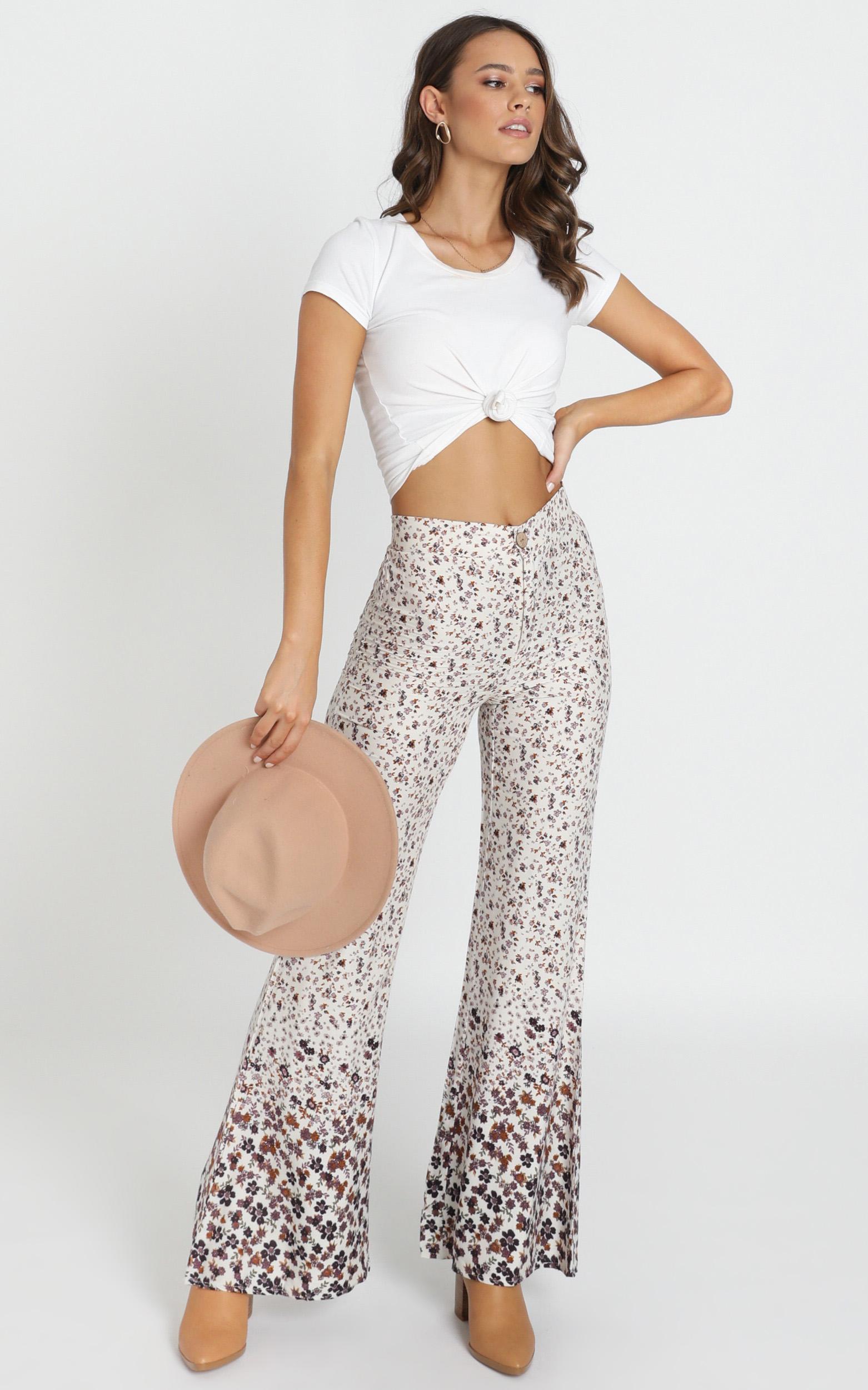 floral flared trousers