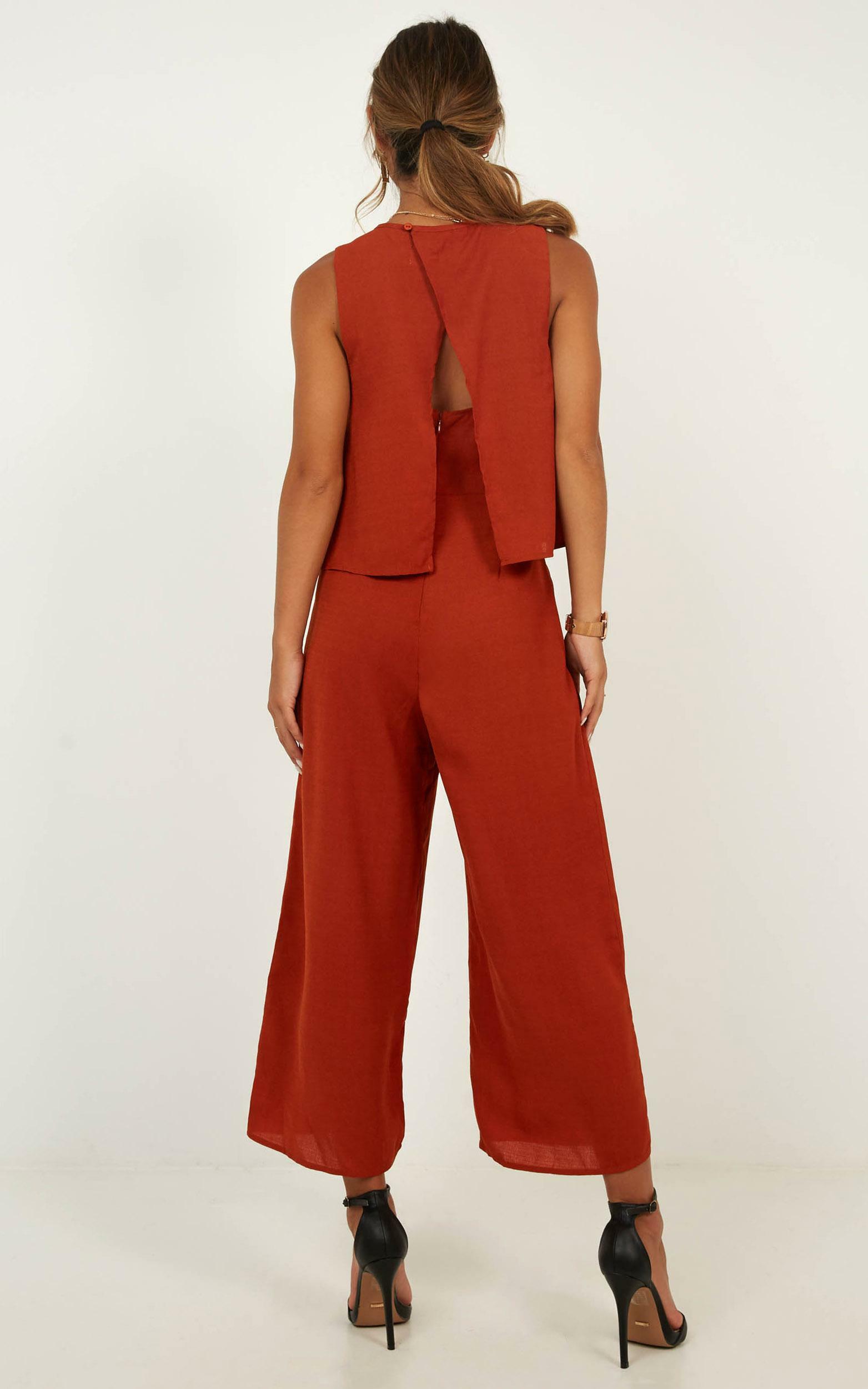 rust jumpsuit