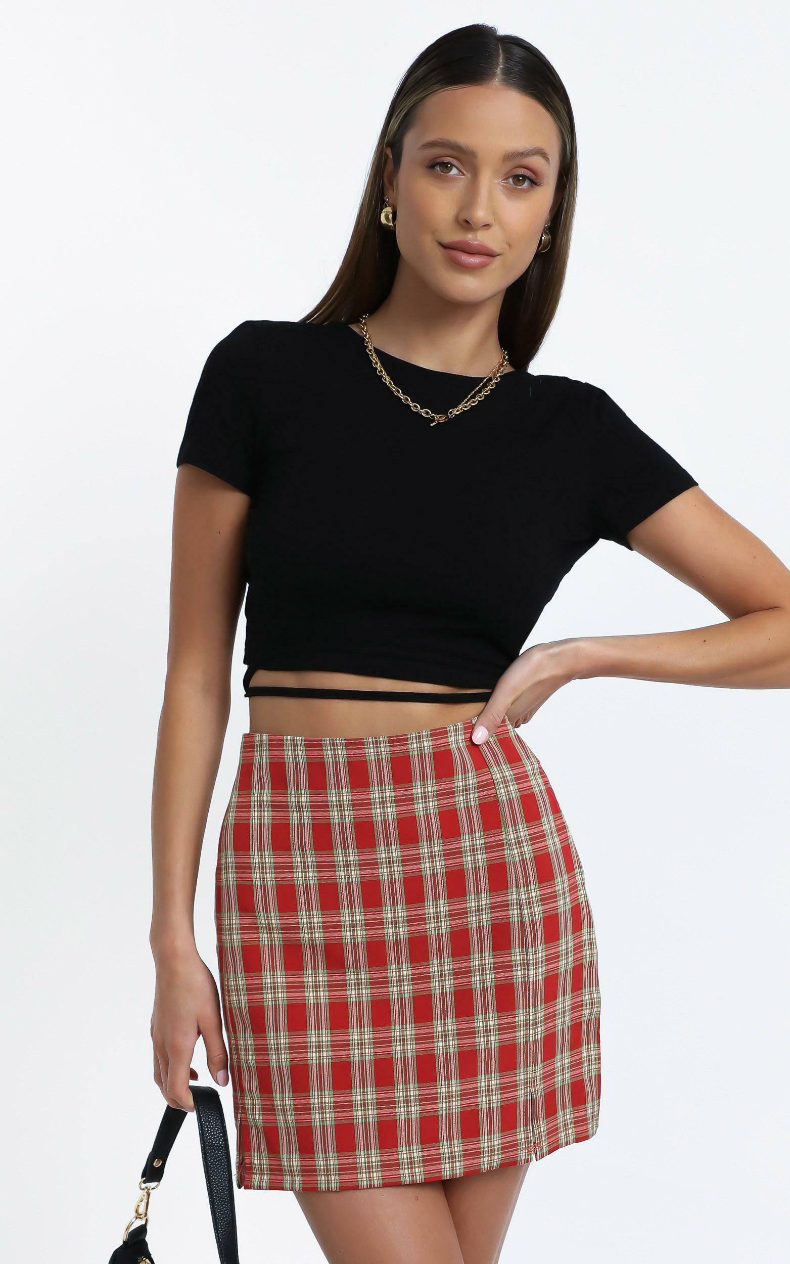 Jana Skirt in Red Check | Showpo EU