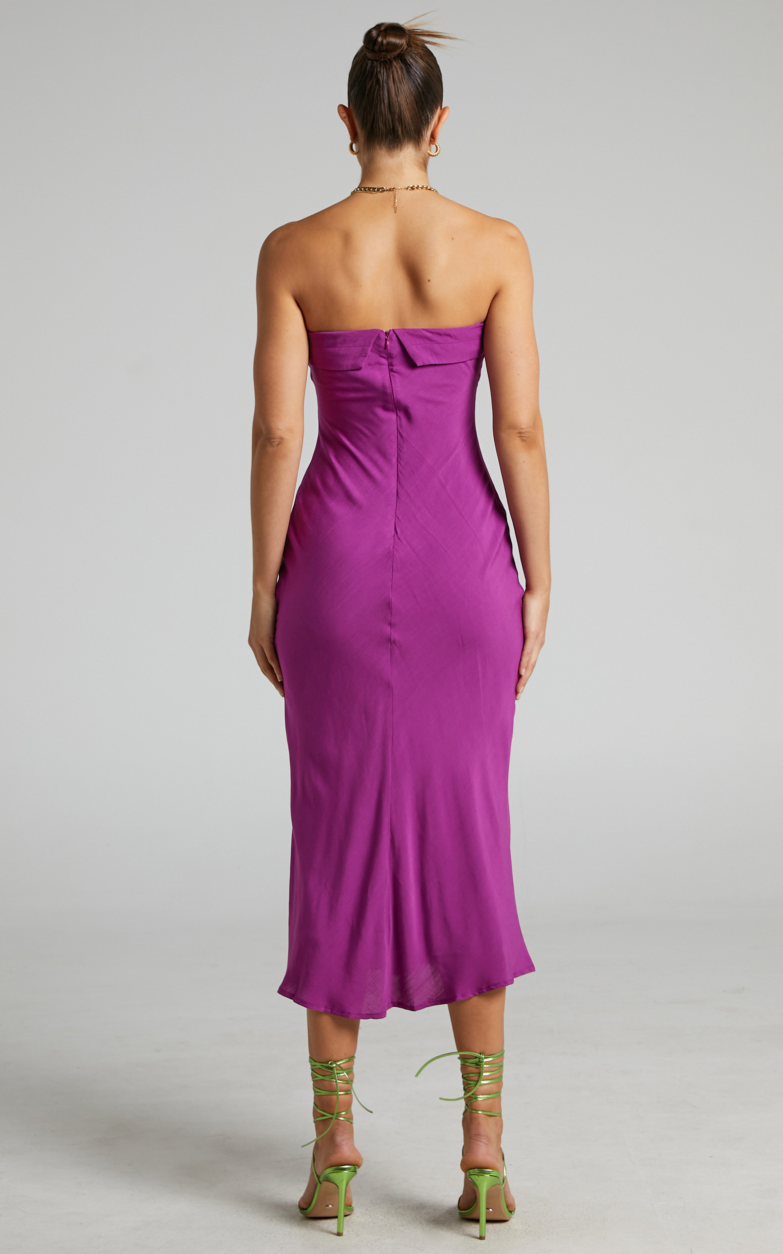 Runaway The Label - Leila Rayon Strapless Midi Dress in Orchid | Showpo USA