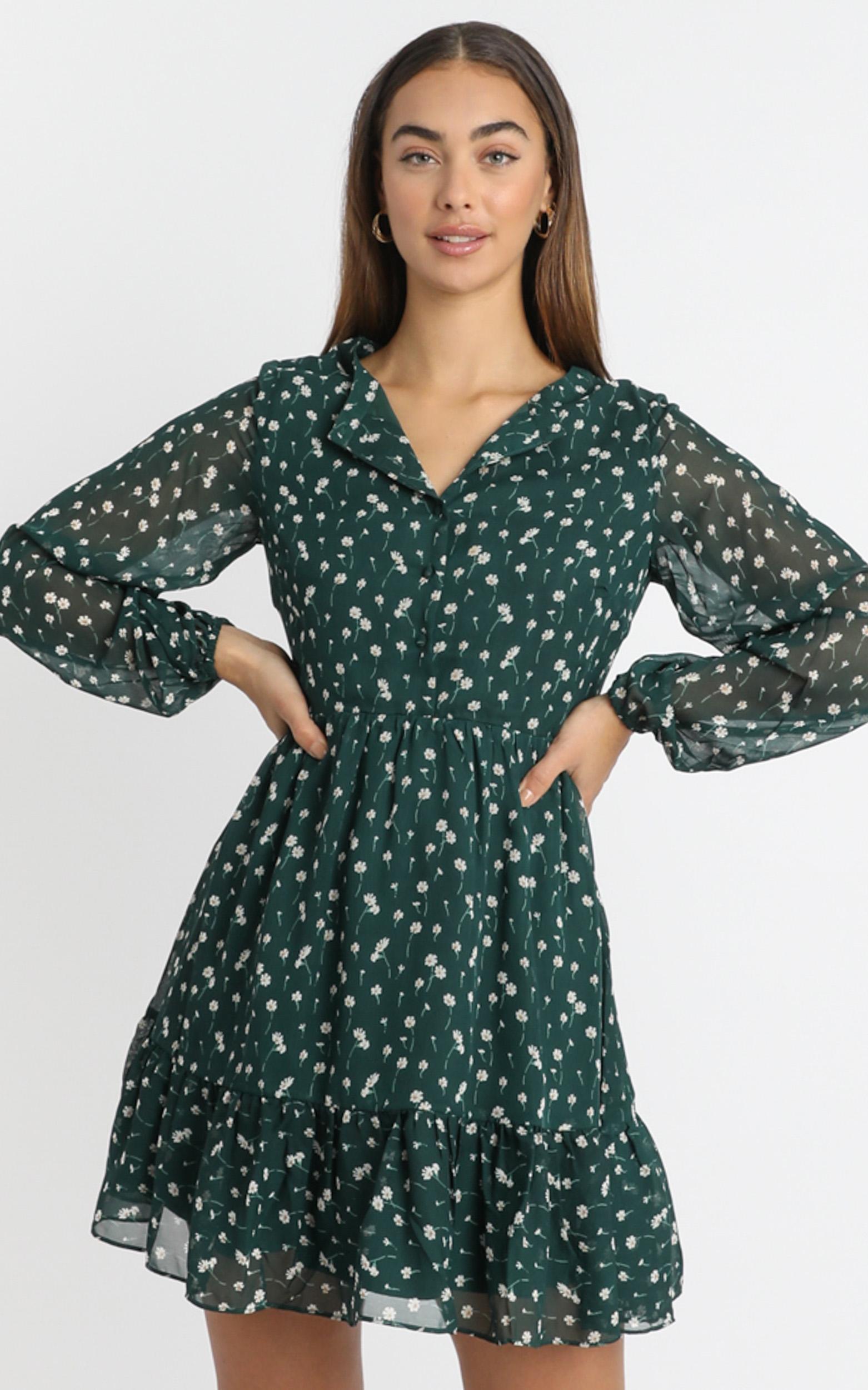 floral emerald green dress