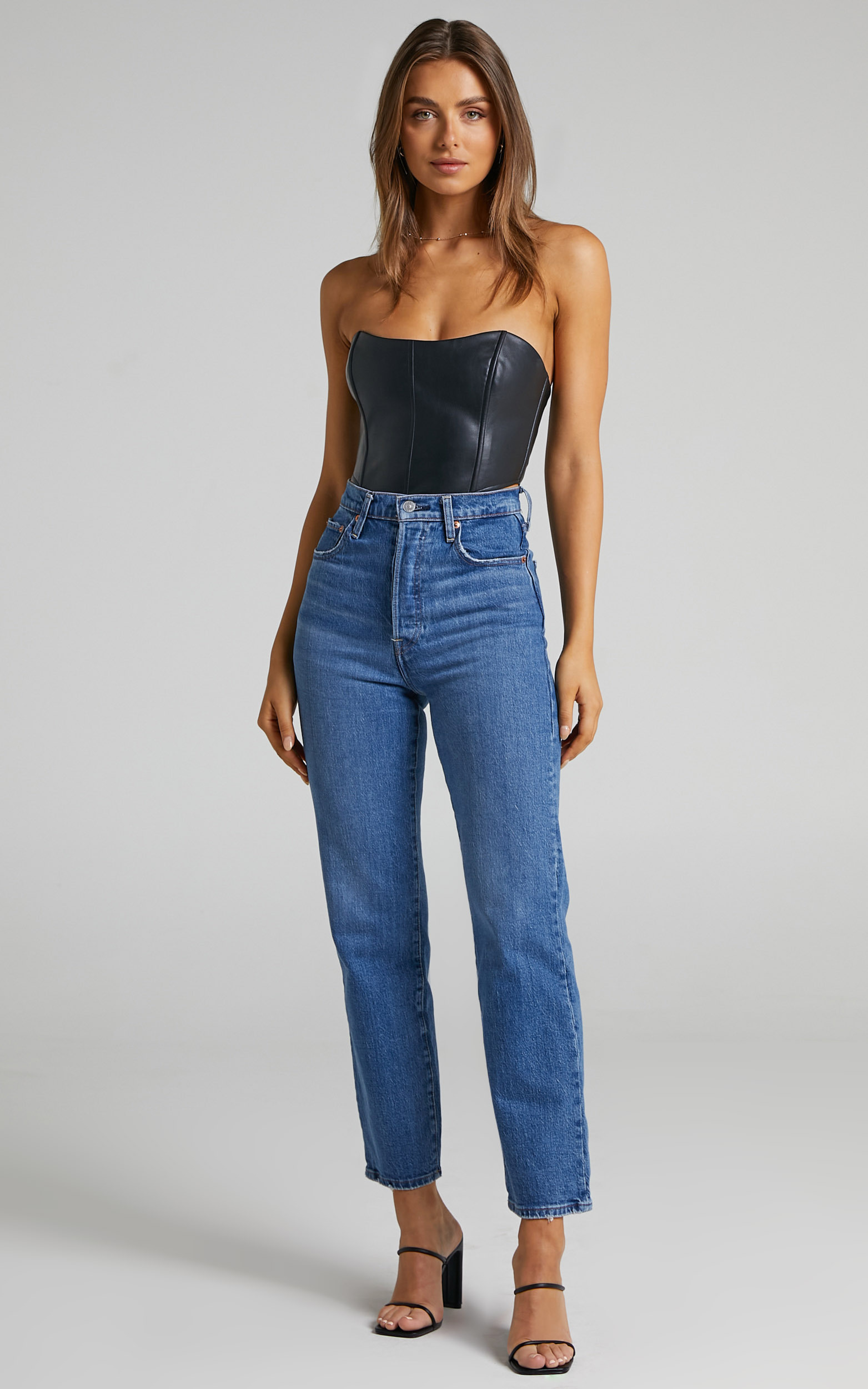 Levis Ribcage Straight Ankle Jeans In Jazz Jive Together Showpo Usa