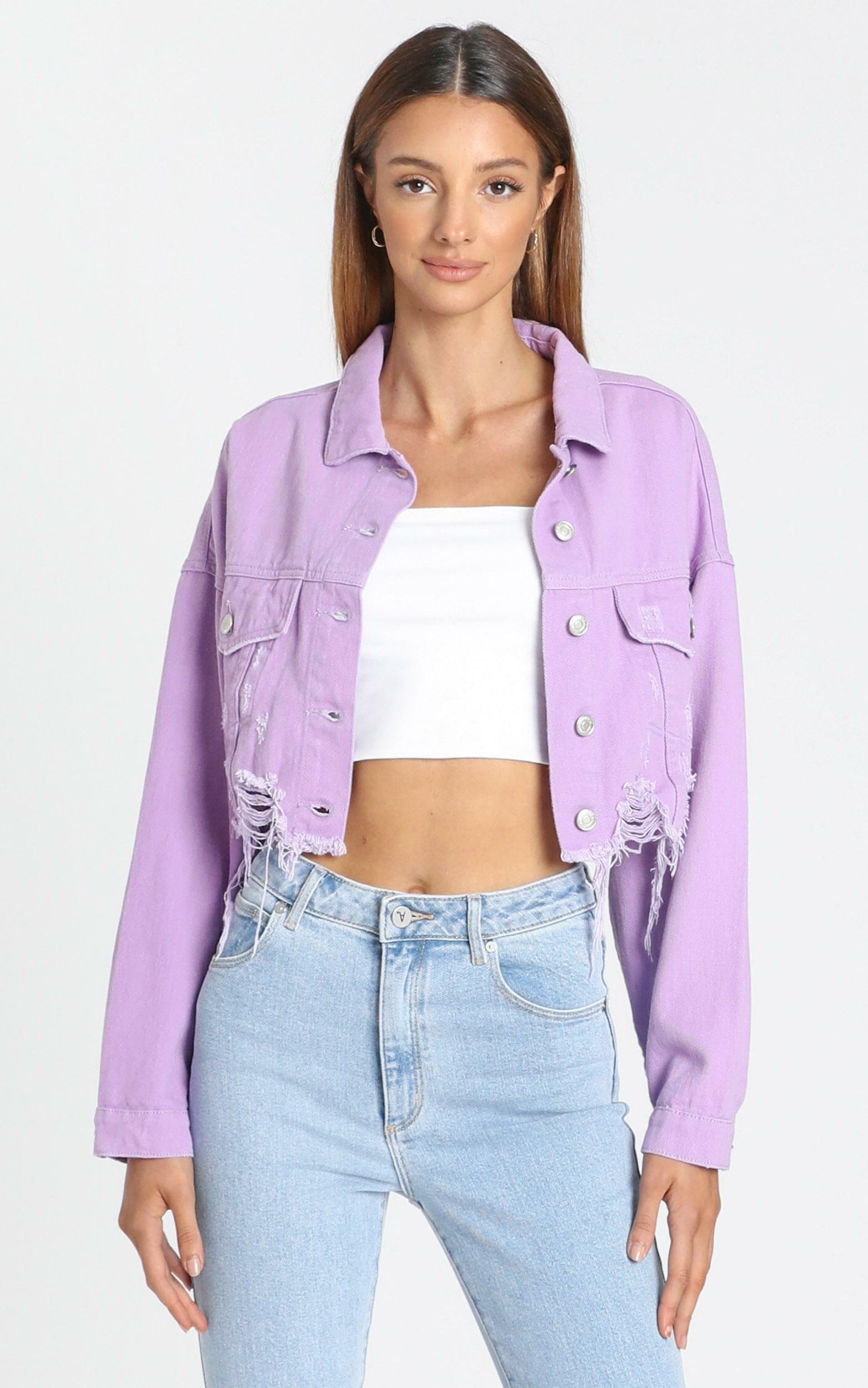 Purple Denim Jackets Women. Classic or Cropped Purple Denim