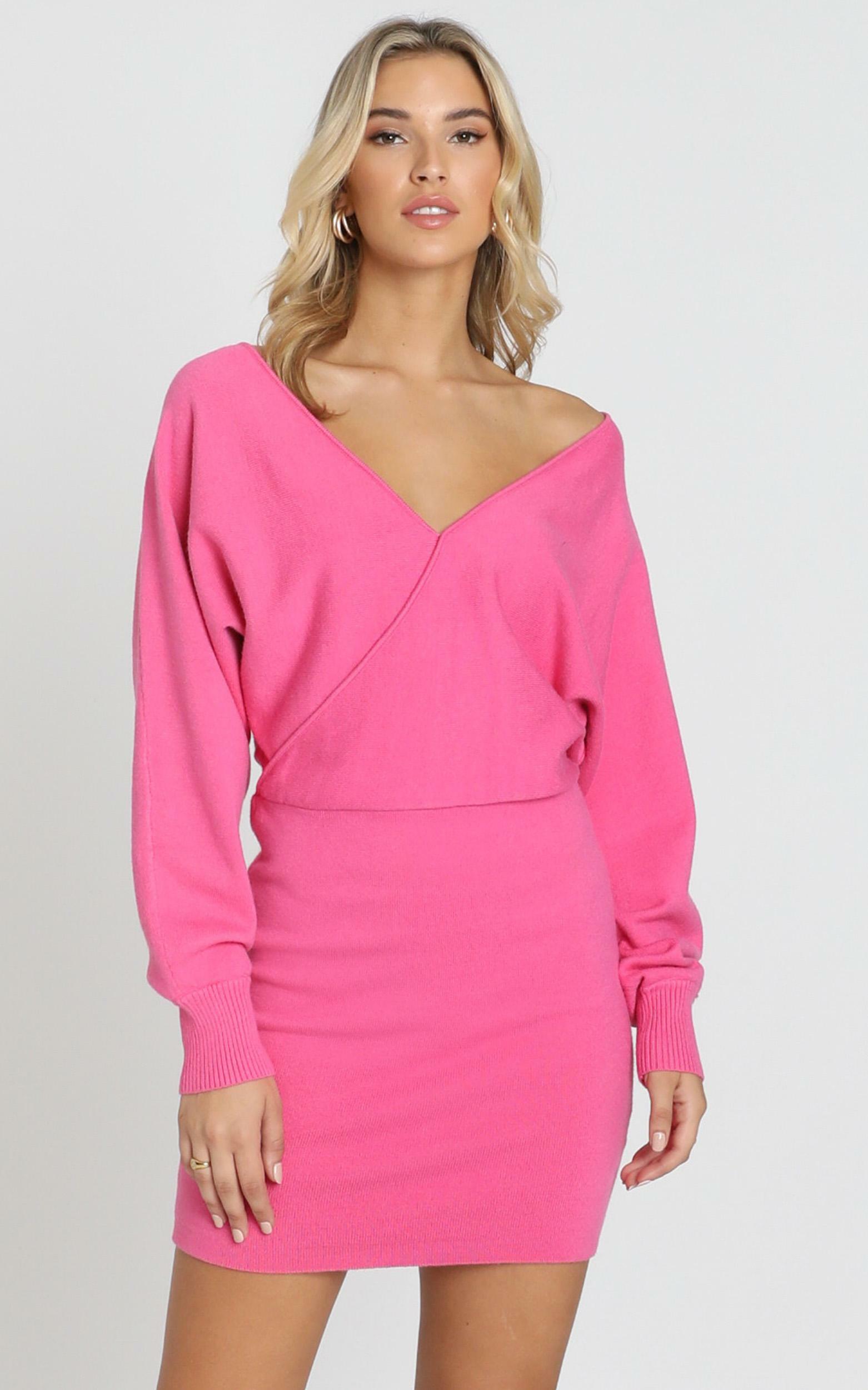 Midnight Confessions Knit Dress In Hot Pink Showpo