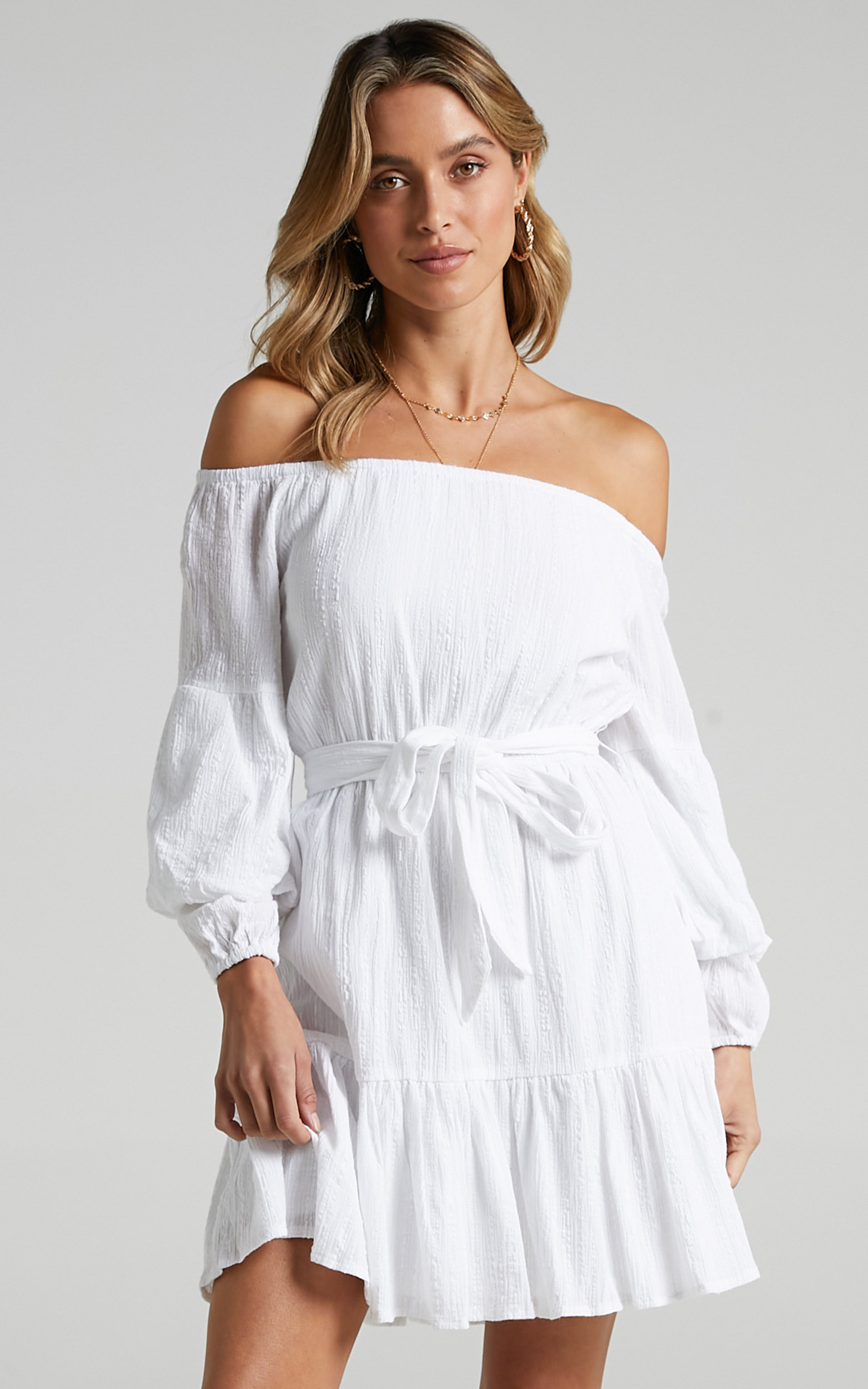 Getting It Right The First Time Off The Shoulder Mini Dress In White ...