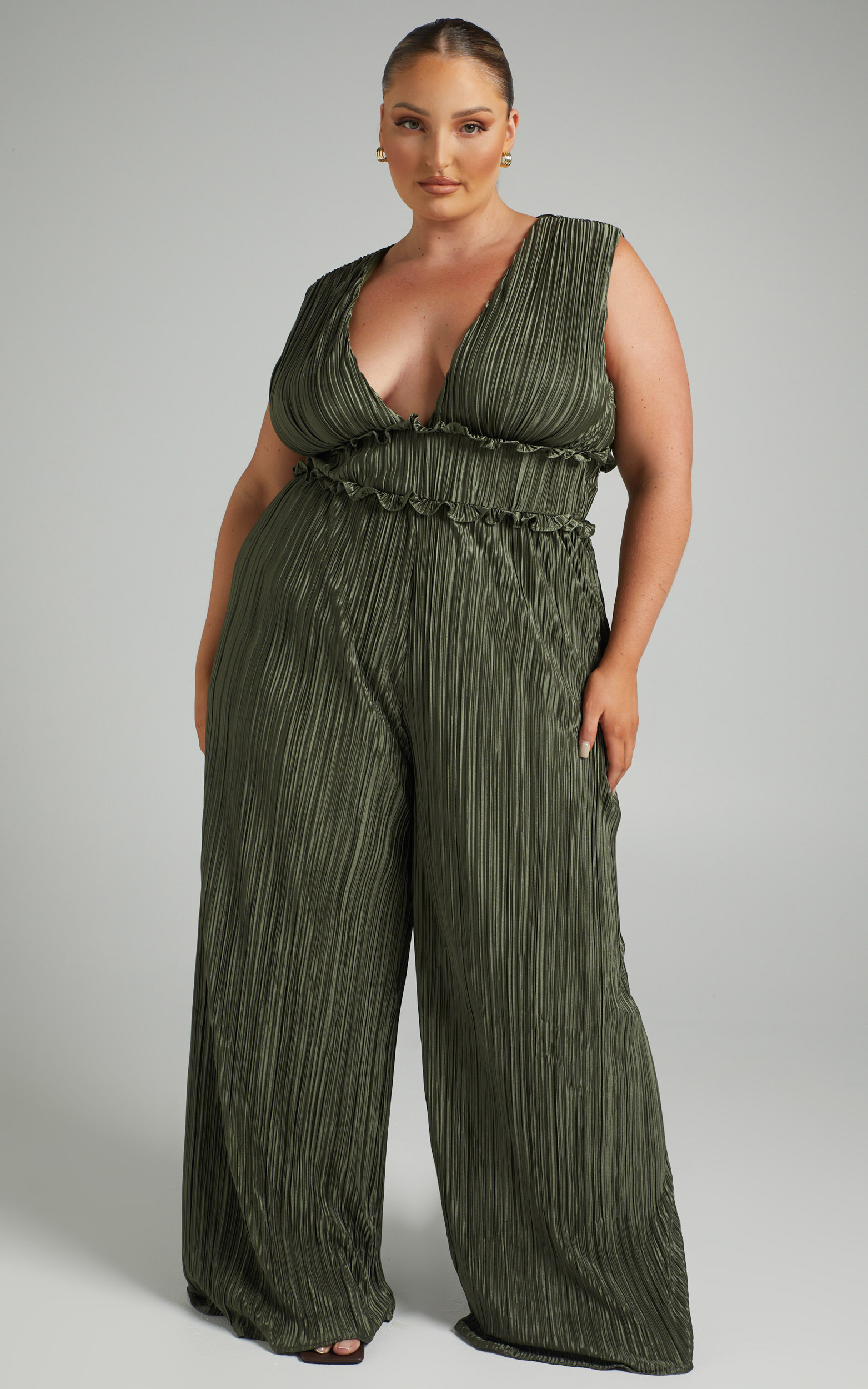 plus size plunge jumpsuit