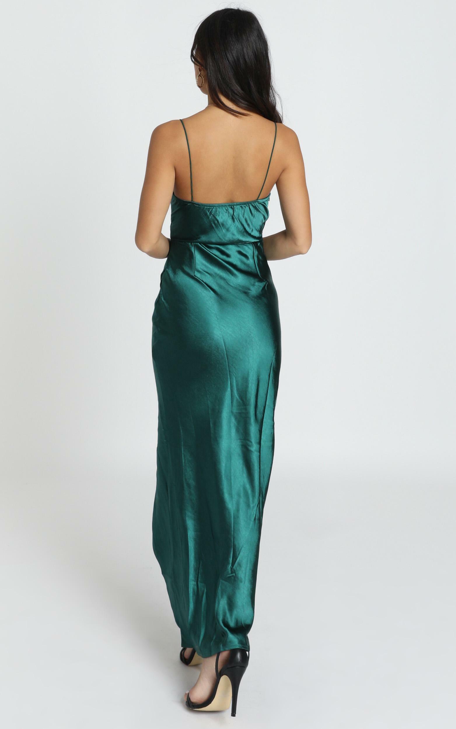 Hold Me Maxi Dress In Teal Satin | Showpo USA