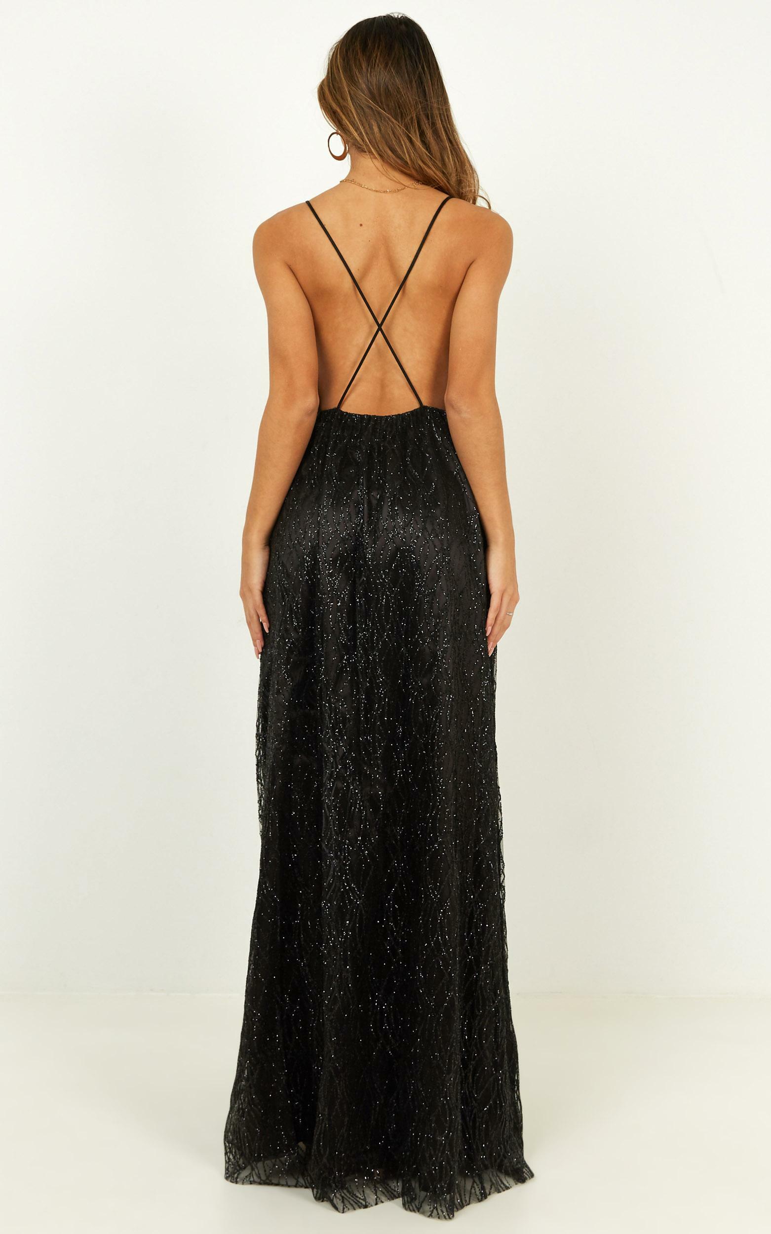 Pixi Love Maxi Dress In Black Glitter | Showpo USA