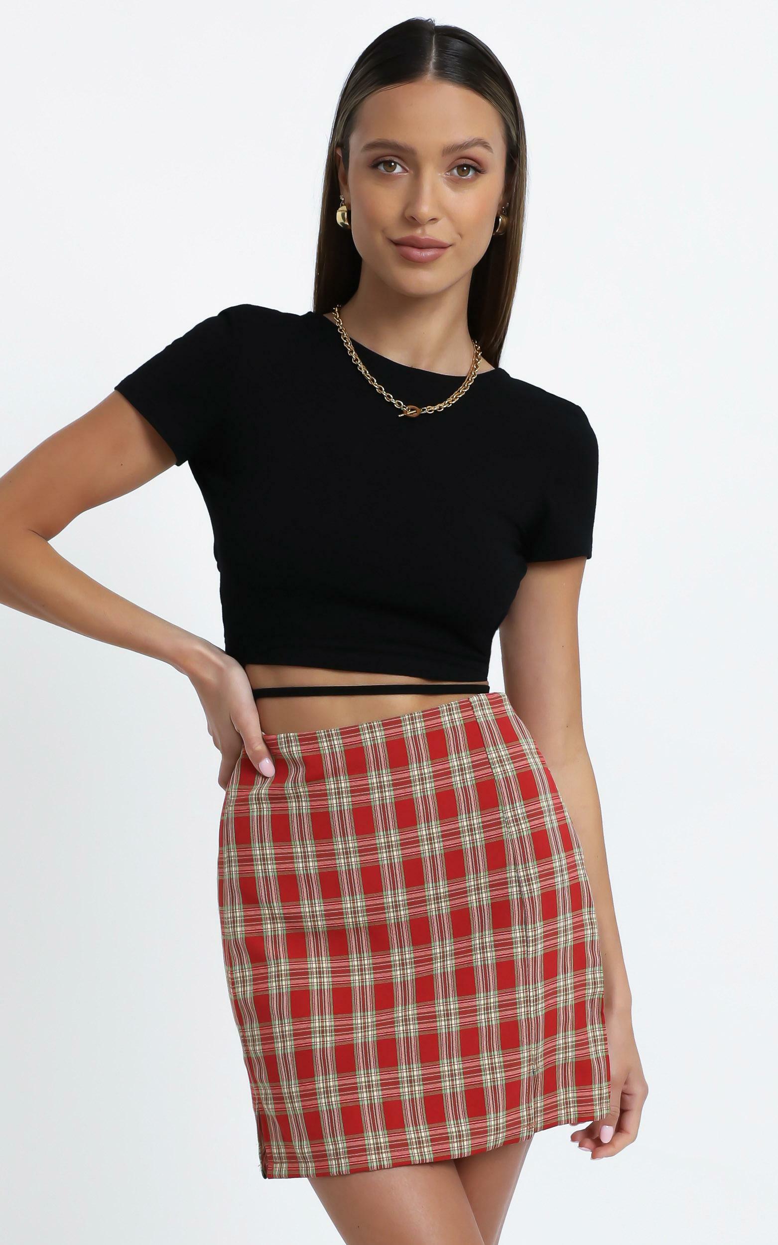 Jana Skirt in Red Check | Showpo EU