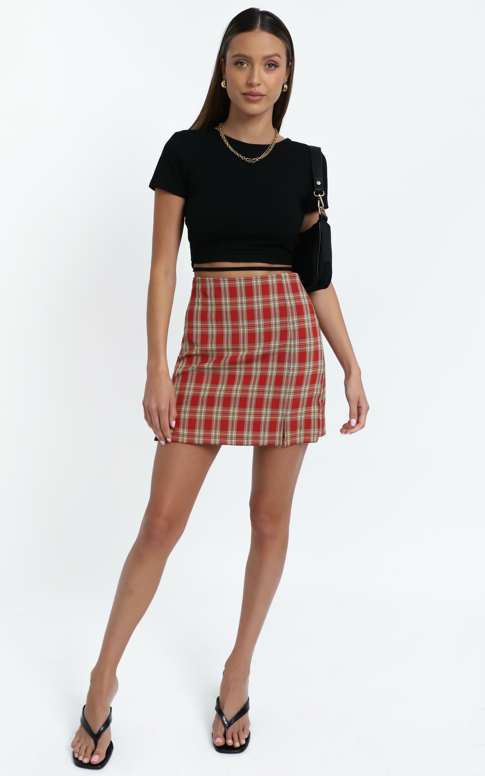 Jana Skirt in Red Check | Showpo EU