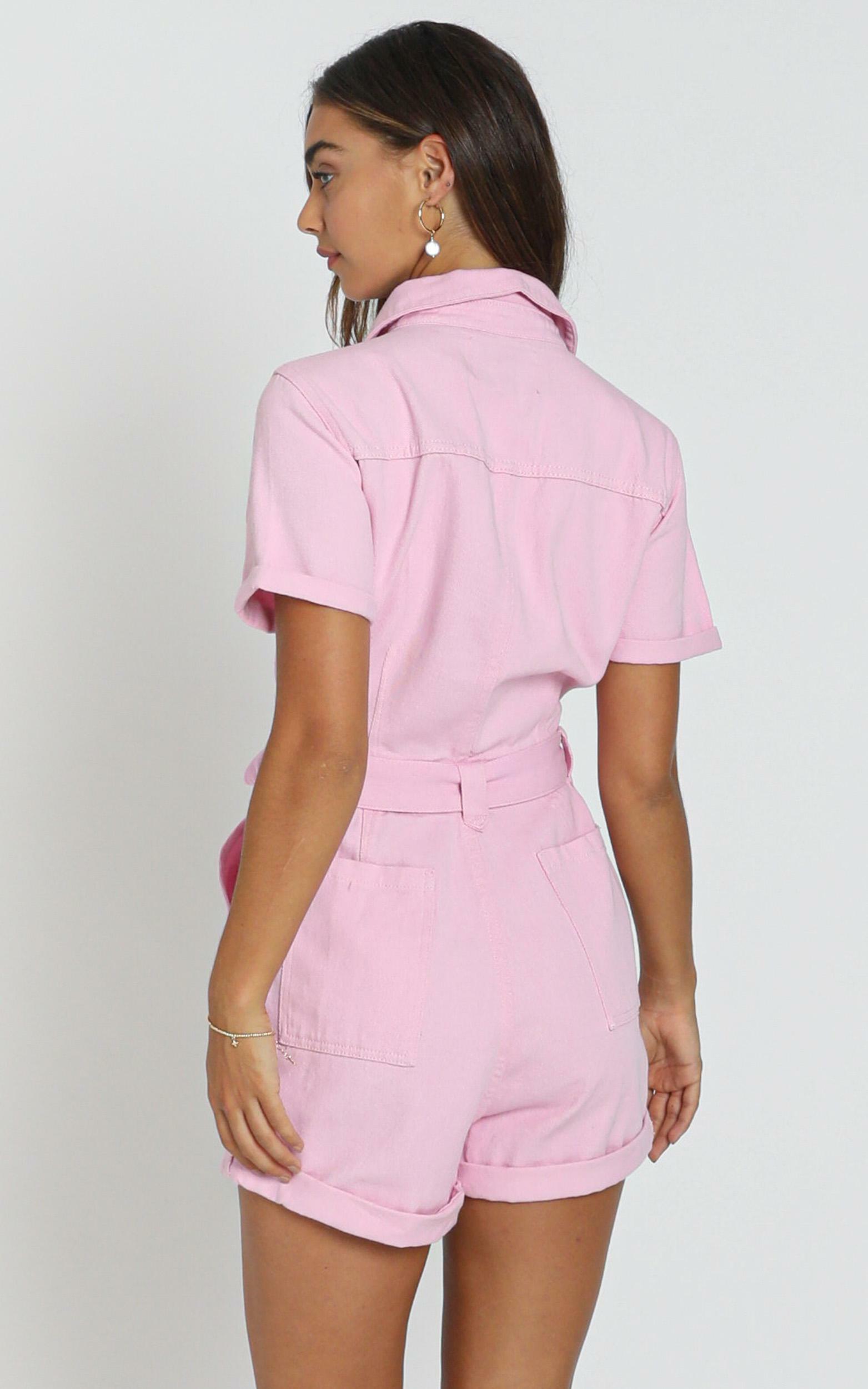 pink zip up playsuit