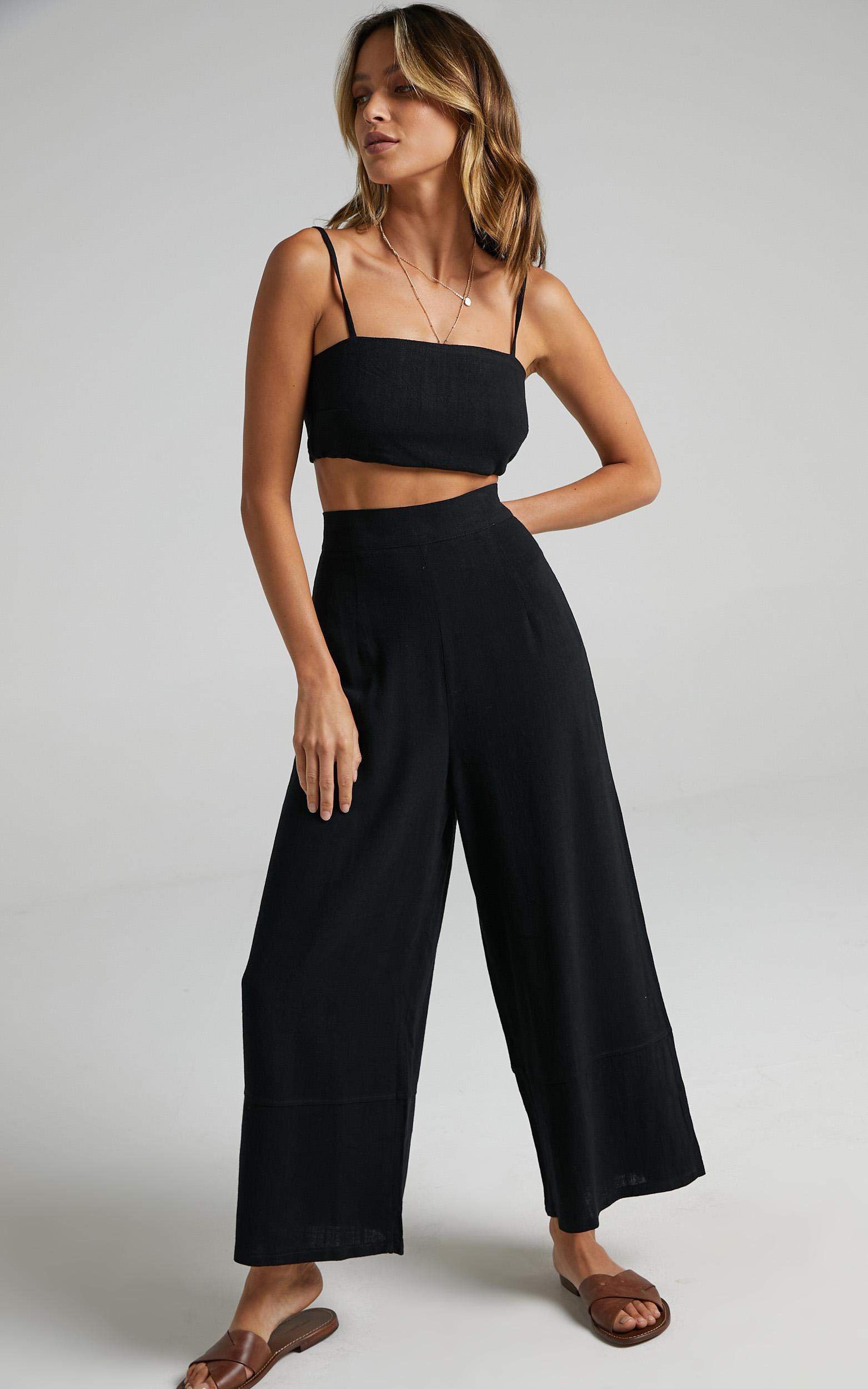 black linen two piece set