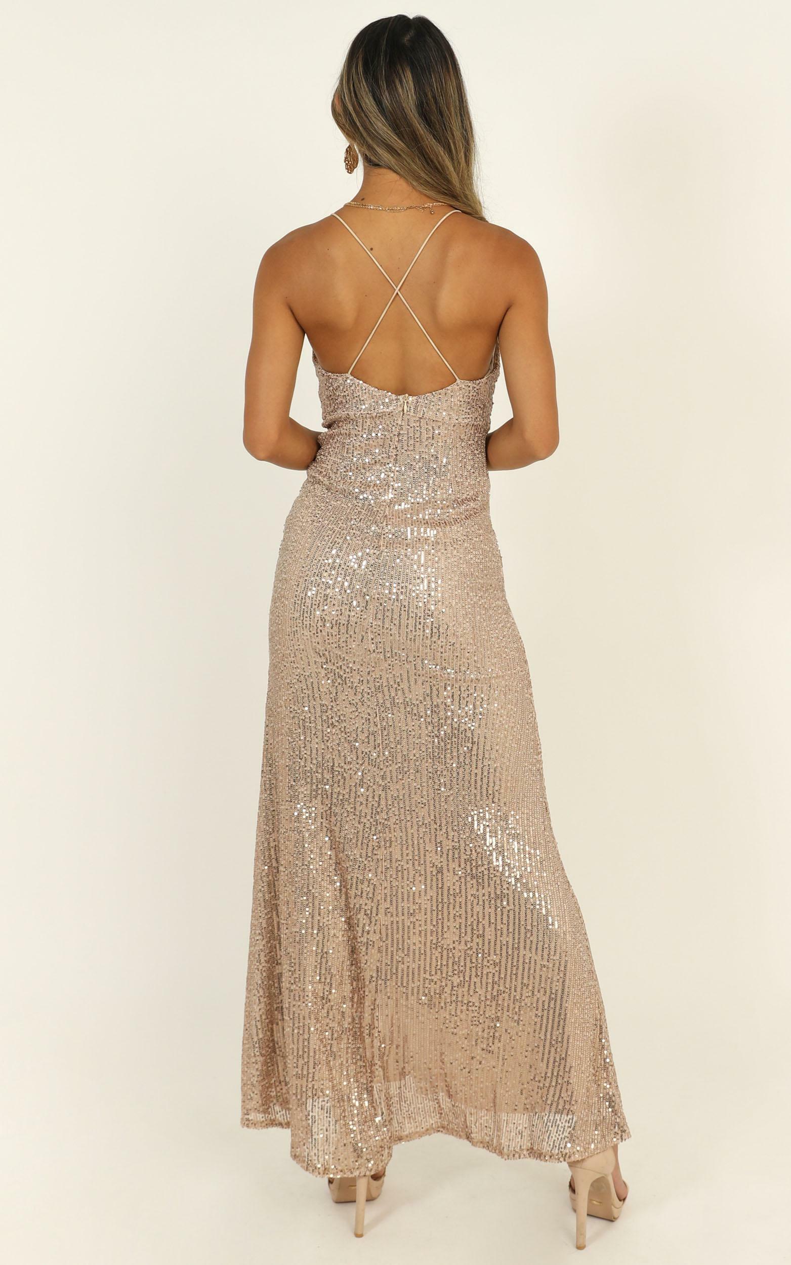 Together With You Maxi Dress In Rose Gold Sequin Showpo 