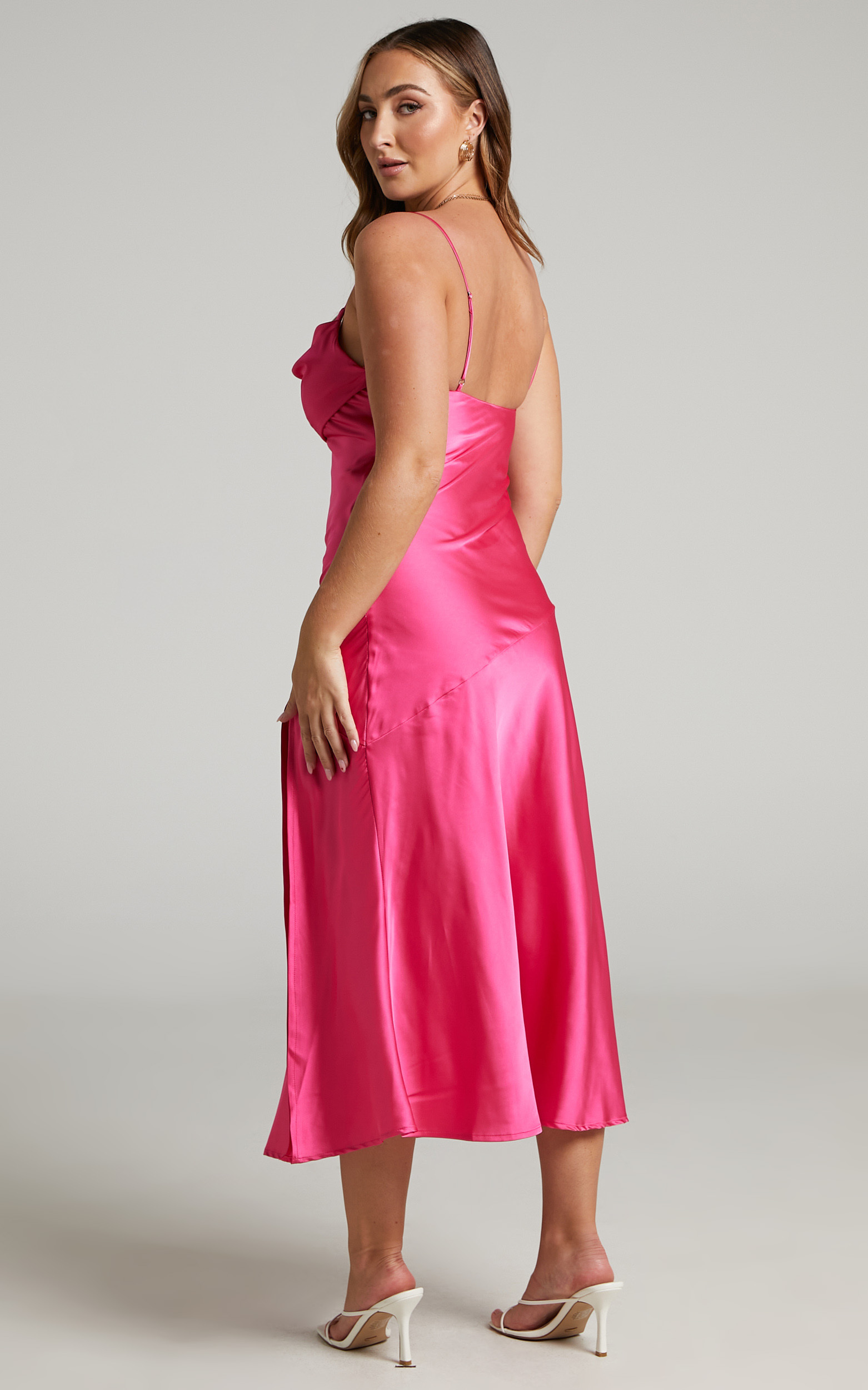 Yasari Cowl Neck Midi Dress in Pink | Showpo USA