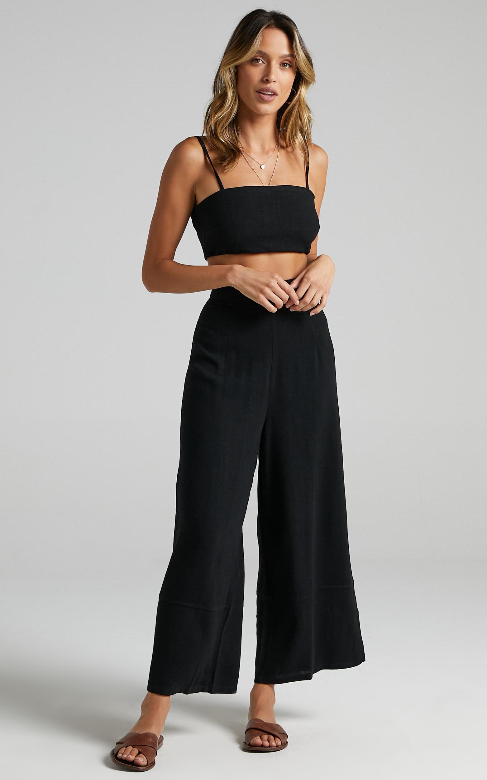 black linen two piece set