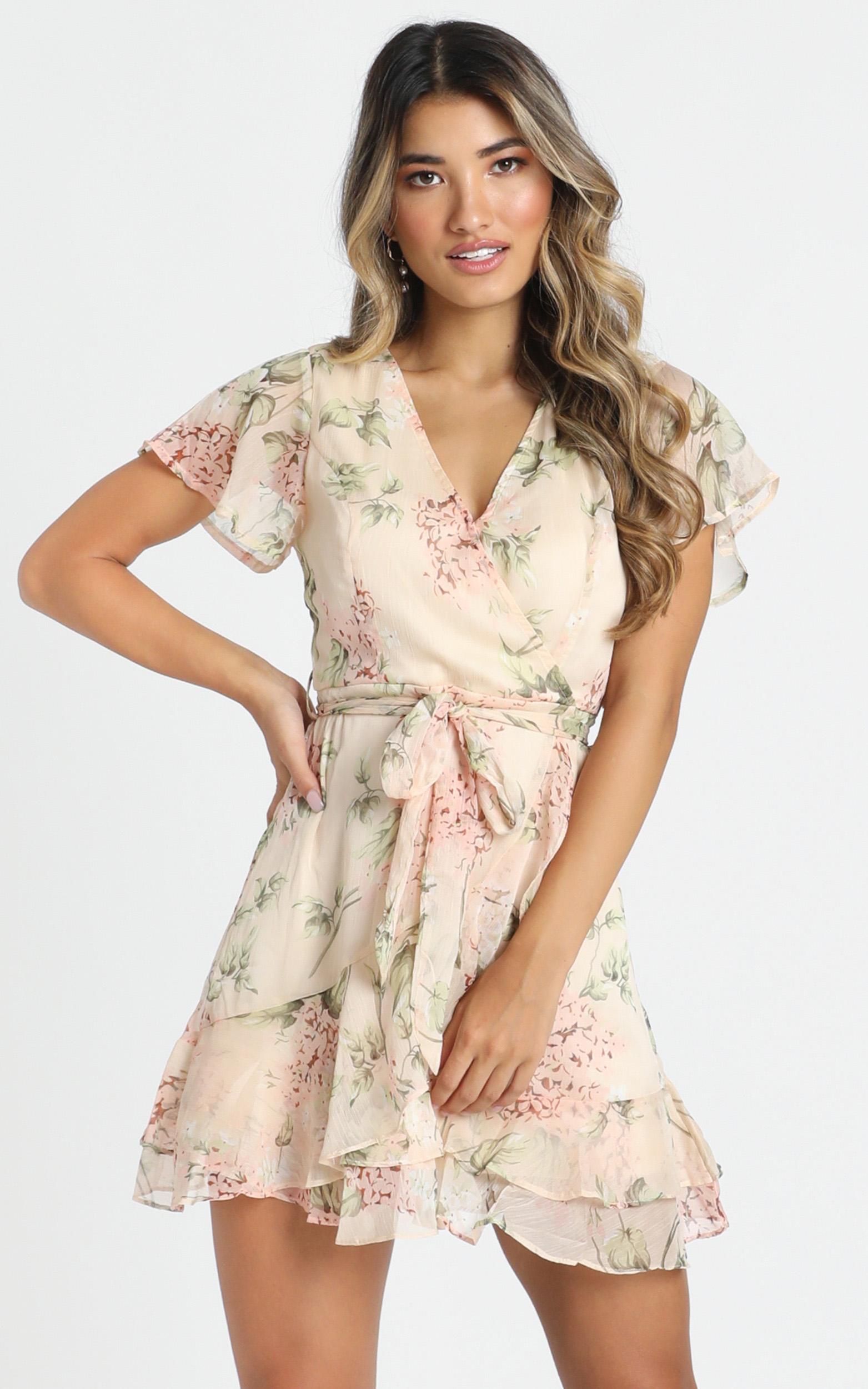 Kathleen Mini Dress In Beige Floral | Showpo USA
